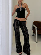 Rosadonna Lace Flare Pants Black