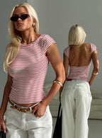 Drives Me Crazy Backless Top Red Stripe
