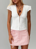Speechless Lace Trim Top White