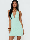 Tinisie Halter Mini Dress Aqua
