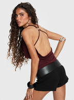 Nerolia Halter Ring Top Burgundy