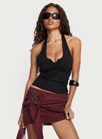 Lowretta Faux Suede Belt Mini Skirt Burgundy