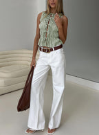 Serenitia Mid Rise Straight Leg Relaxed Jeans White Wash
