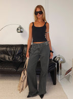 Paltrow Mid Rise Wide Leg Cargo Jeans Washed Grey