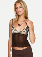 Willet Contrast Bust Cami Top Chocolate / Leopard