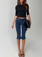 Kissimo Kick Flare Capri Pants Indigo Blue