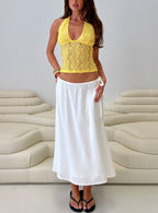 Persuasion Tie Side Midi Skirt White