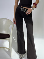 Magic Mirror Mid Rise Bootleg Jeans Washed Black