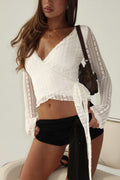 Tevon Wrap Long Sleeve Top Cream