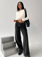Lando Low Rise Straight Leg Jeans Washed Black