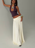 Velvet Storm Tie Detail Flowy Maxi Skirt Cream