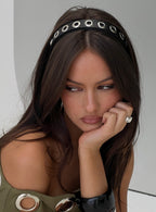Yasminn Eyelet Headband Black