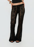 Rosadonna Lace Flare Pants Black