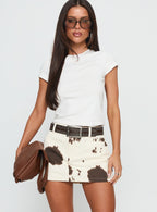 Maxa Denim Mini Skirt Cow Print