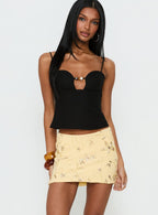 Calyra Embroidered Mini Skirt Butter Yellow