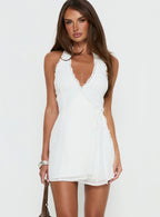 Taija Wrap Mini Dress White