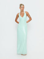 Isanna Halter Sequin Maxi Dress Jelly Mint
