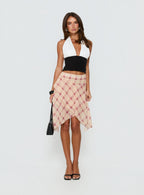 Natana Asymmetrical Midi Skirt Multi Check