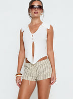 Ronnee Lace Up Shorts Cream Stripe