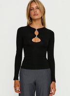 Orlaith Cut Out Long Sleeve Top Black