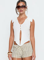 Ozella Collared Button Up Top Cream