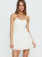 So At Peace Sweetheart Drop Waist Mini Dress White