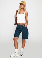 Cult Classic Longline Denim Shorts Vintage Wash