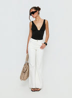 Magic Mirror Mid Rise Bootleg Jeans Ecru