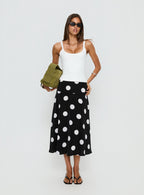 Picture It Midi Skirt Black Polka Dot