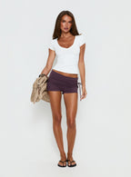 Daily Define Deep V Short Sleeve Top White