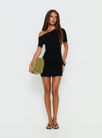 Avriana Off Shoulder T-Shirt Mini Dress Black