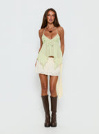 Wistie Asymmetrical Beaded Top Green