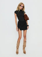Off Kilter Split Mini Skirt Black