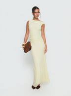 Krystyna Off Shoulder Ruched Mesh Maxi Dress Butter