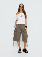 Starry Girl Loose Graphic Top White