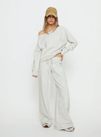 Dodie Wide Leg Pants Grey Marle