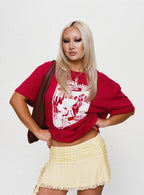 Maidie Lace Asymmetric Ruffle Mini Skirt Cream