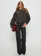 Saving Up Mid Rise Straight Leg Studded Jeans Jet Black