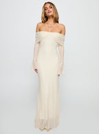 Perdita Long Sleeve Lace Maxi Dress Cream