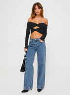 Jankins Low Rise Straight Leg Jeans Mid Wash