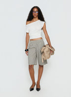 Cloud Tempo Boat Neck Cinched Knit Top White