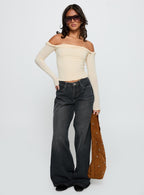 Naylor Mid Rise Wide Leg Jeans Grey Wash