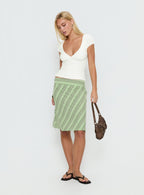 Lemon Twist Midi Skirt Green Stripe