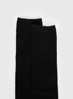Boderline High Knee Ribbed Socks Black