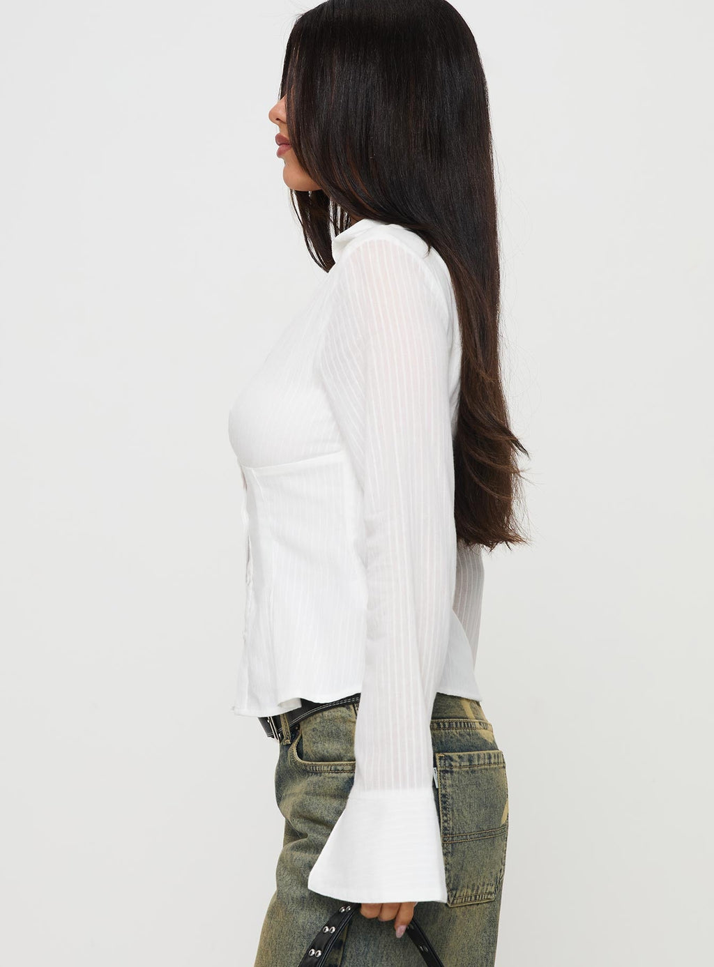Elowenn Long Sleeve Top White