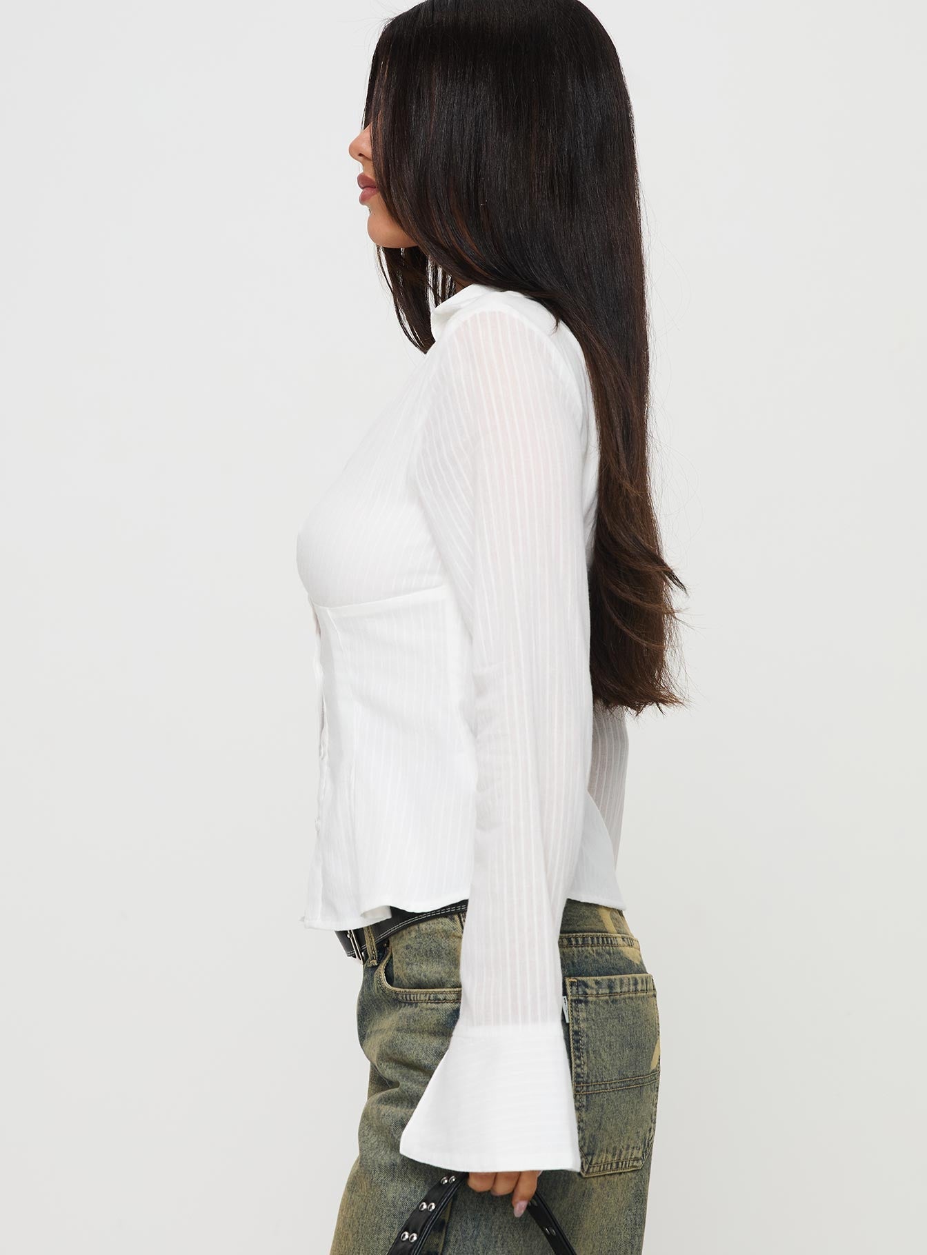 Elowenn Long Sleeve Top White