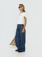 Serenitia Mid Rise Straight Leg Relaxed Jeans Dark Blue Wash