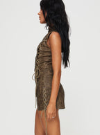 Ceejay Faux Leather Mini Skirt Brown