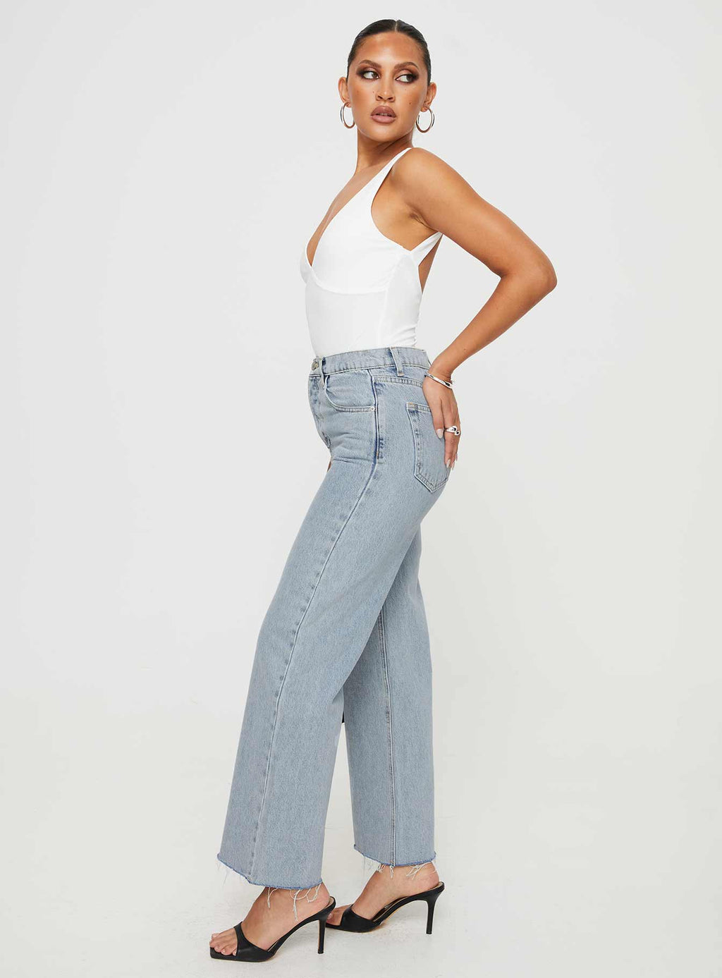 Fawcett High Rise Straight Leg Jeans Light Blue Wash Petite