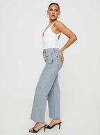 Fawcett High Rise Straight Leg Jeans Light Blue Wash